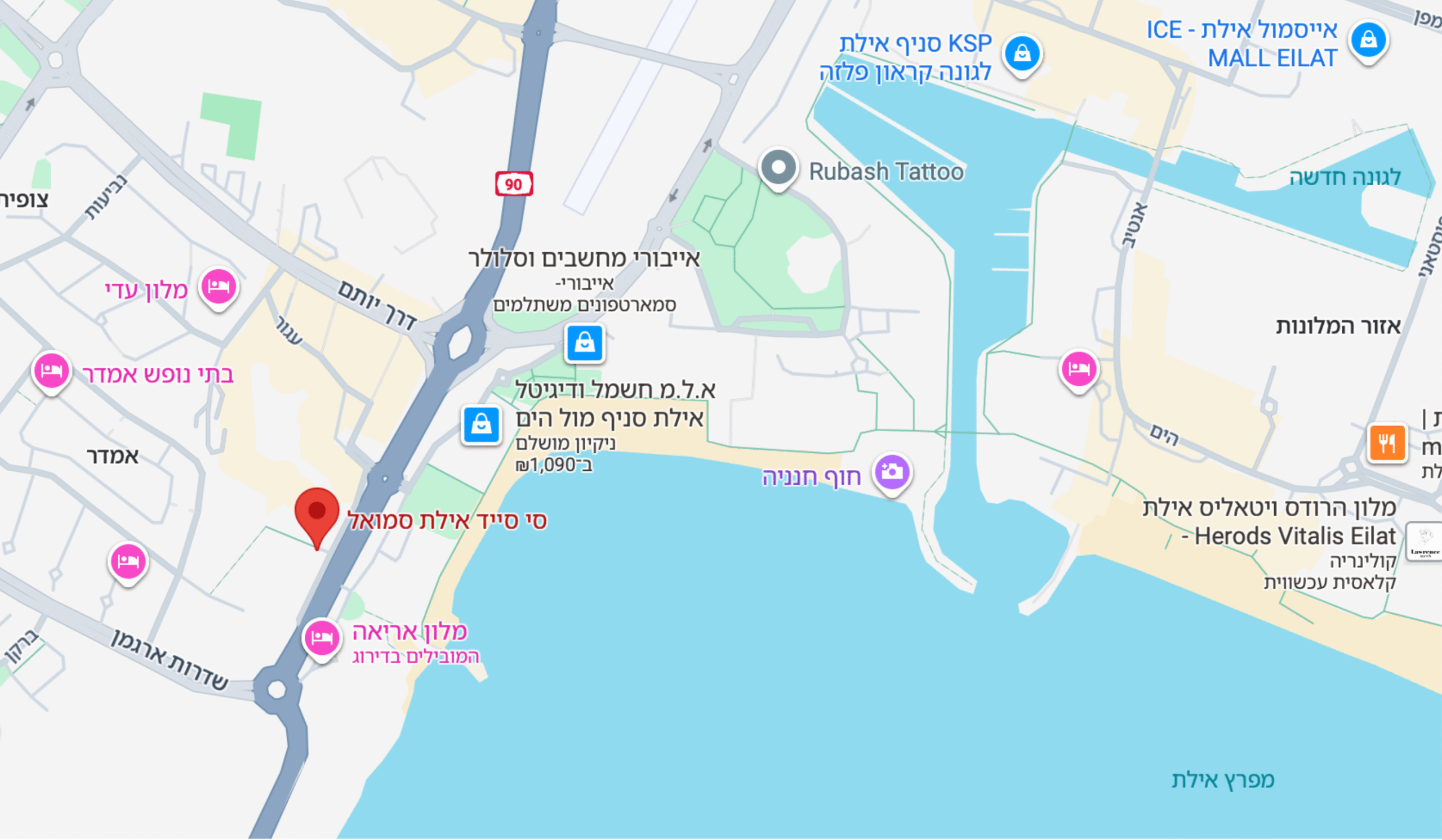 מפת המתחם סי סייד בי אדום והסביבה